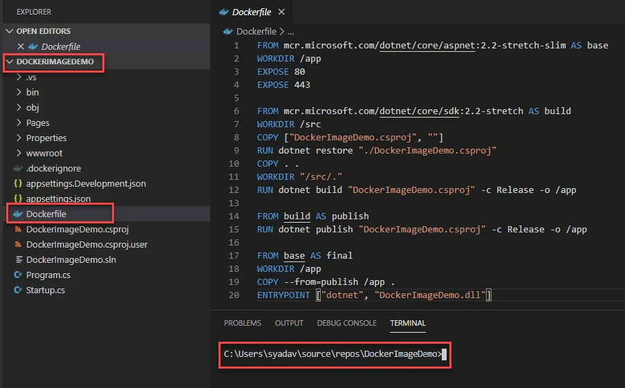 Create Docker Image using VS Code and Push to Azure Container Registry or Docker Hub
